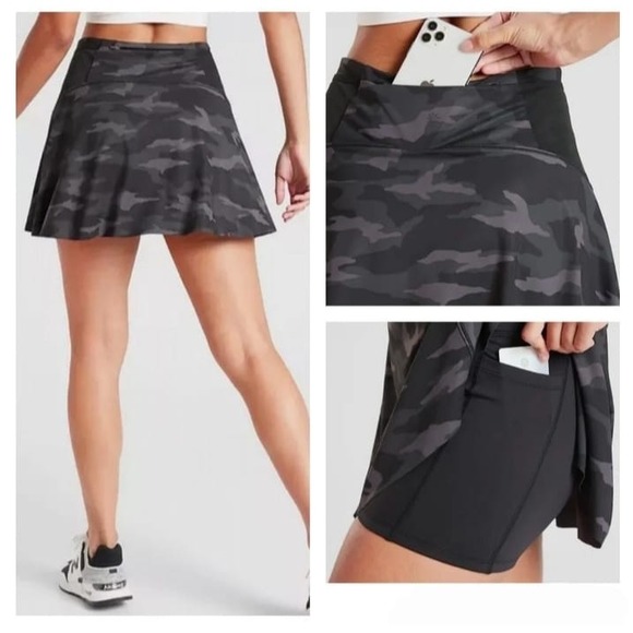 Athleta Pants - ATHLETA Camo black MATCH POINT tennis SKIRT Medium GOLF skort EUC